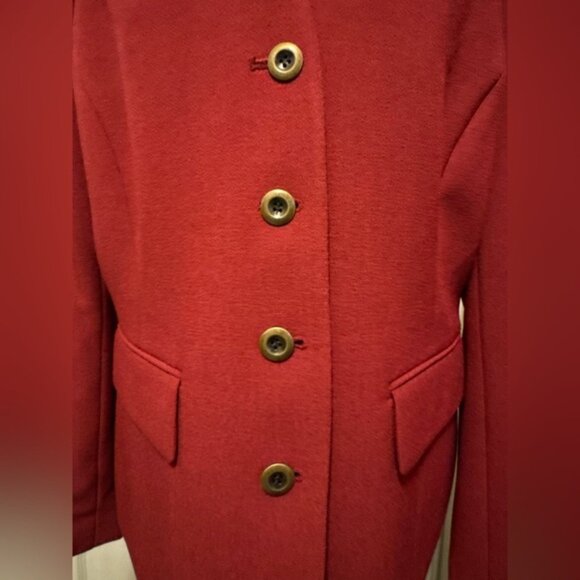 Tahari Red Blazer Structured Notched Lapel - Picture 2 of 9